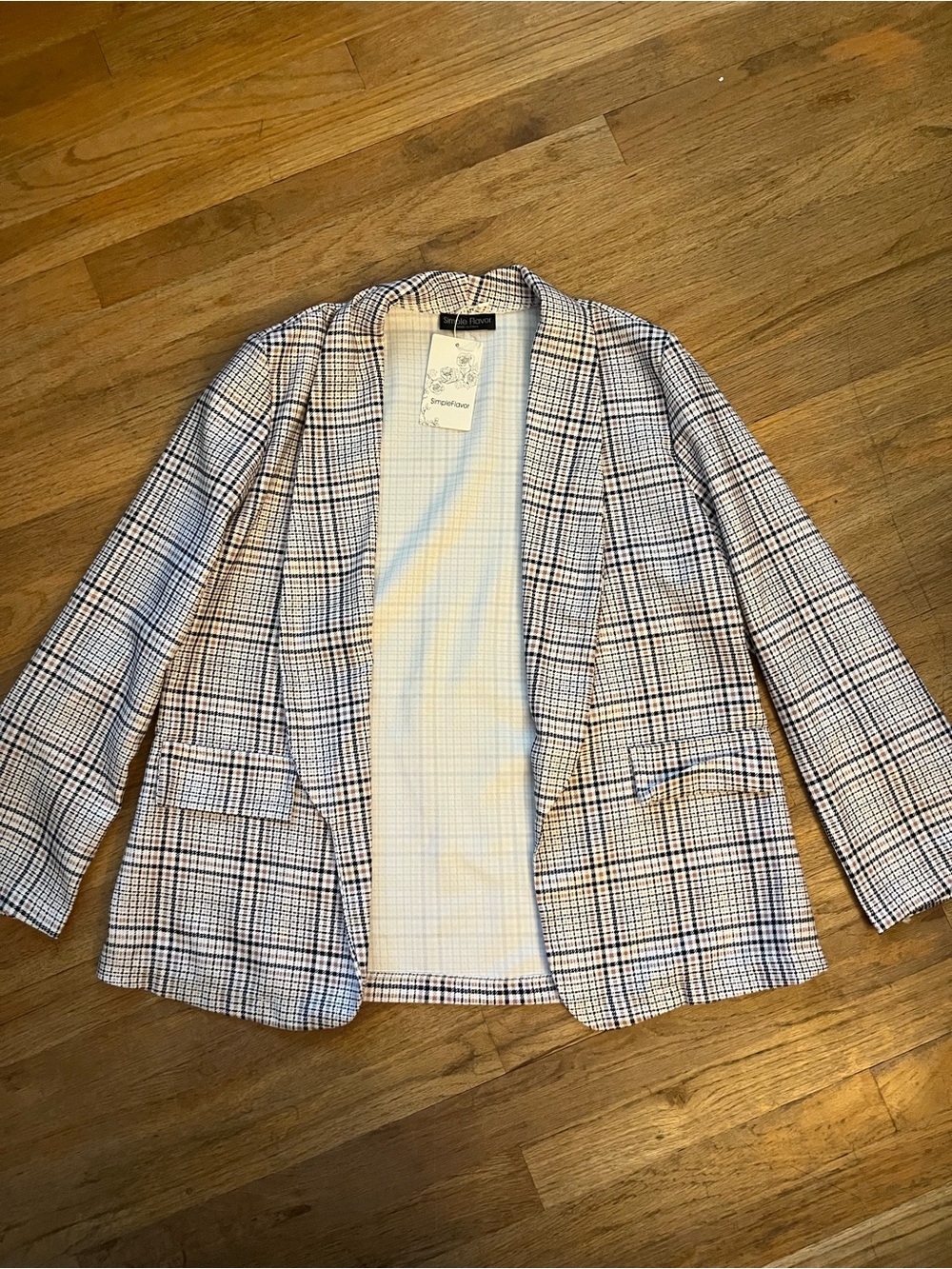 Rails Womens Plaid Blazer in White, Black & Navy